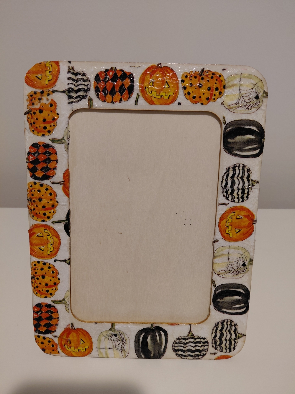 Halloween Pumpkin Decorative Picture Frame - Orange & Black
